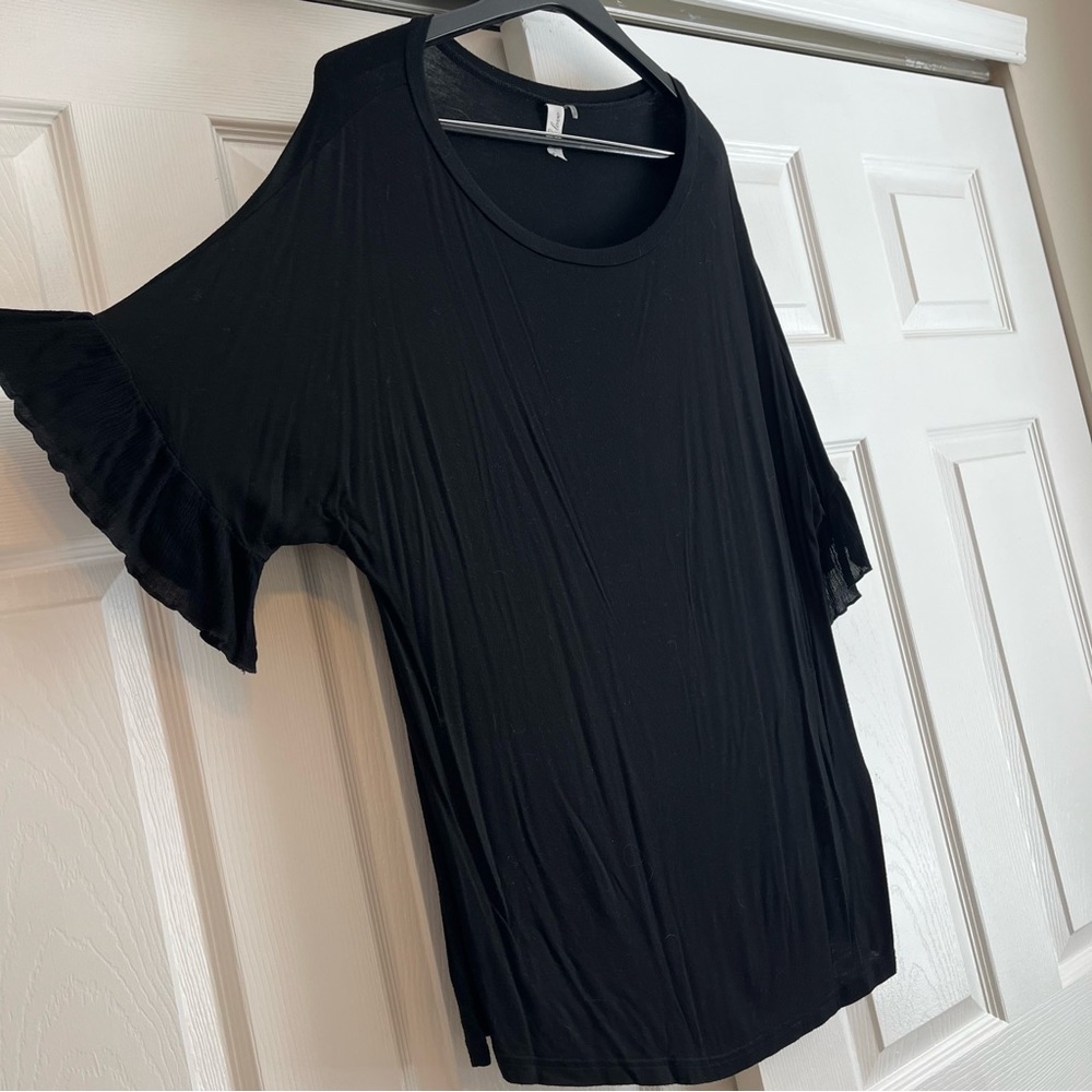 Black top with short bell sleeves